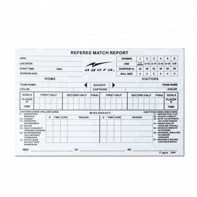 American referee match notebook referee data notebook